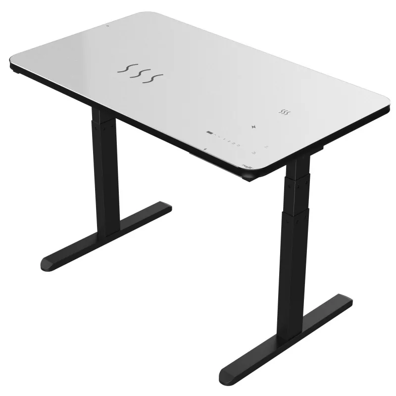 ब्लॅक ग्लास बोर्ड ड्युअल मोटर इलेक्ट्रिक लिफ्टिंग टेबल